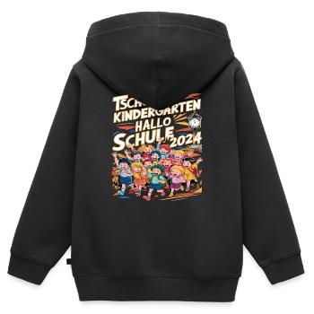 Tschüss Kindergarten Hallo Schule 2024 - Kinder Premium Organic Zip Hoodie - Schwarz - Hinten - AI Model Kid Male (0cm)