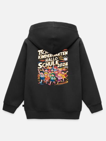 Goodbye Kindergarten Hello School 2024 - Kids Premium Organic Zip-up Hoodie - black