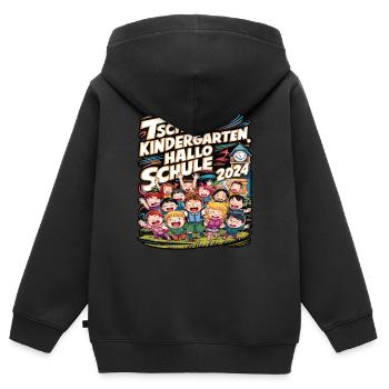 Tschüss Kindergarten Hallo Schule 2024 - Kinder Premium Organic Zip Hoodie - Schwarz - Hinten - AI Model Kid Male (0cm)