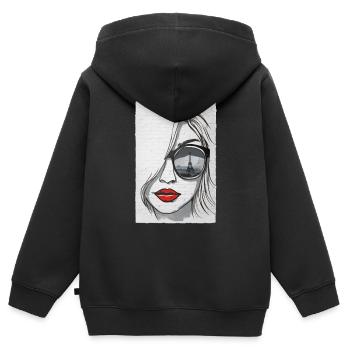 Graffiti-Mädchen in Paris - Eiffelturm - Kinder Premium Organic Zip Hoodie - Schwarz - Hinten - AI Model Kid Male (0cm)