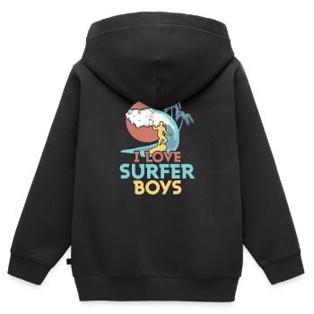 I Love Surfer Boys Surfing Summer Surfboard - Kinder Premium Organic Zip Hoodie - Schwarz - Hinten - AI Model Kid Male (0cm)