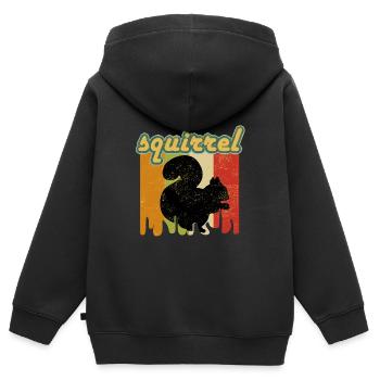 Vintage Eichhörnchen Streifenhörnchen Nagetier Tierliebhaber - Kinder Premium Organic Zip Hoodie - Schwarz - Hinten - AI Model Kid Male (0cm)