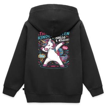 Tschüss Kindergarten Hallo 1.KLasse 2024 - Kinder Premium Organic Zip Hoodie - Schwarz - Hinten - AI Model Kid Male (0cm)