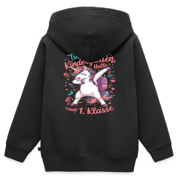 Tschüss Kindergarten Hallo 1.KLasse 2024 - Kinder Premium Organic Zip Hoodie - Schwarz - Hinten - AI Model Kid Male (0cm)