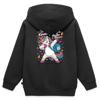 Tschüss Kindergarten Hallo 1.KLasse 2024 - Kinder Premium Organic Zip Hoodie - Schwarz - Hinten - AI Model Kid Male (0cm)