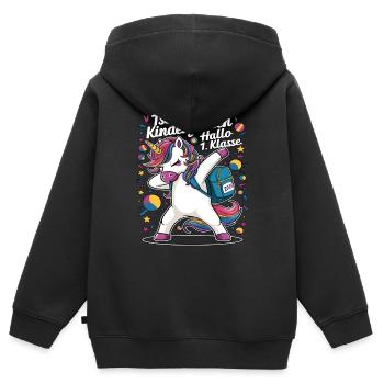 Tschüss Kindergarten Hallo 1.KLasse 2024 - Kinder Premium Organic Zip Hoodie - Schwarz - Hinten - AI Model Kid Male (0cm)