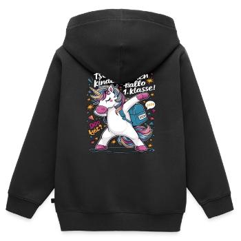 Tschüss Kindergarten Hallo 1.KLasse 2024 - Kinder Premium Organic Zip Hoodie - Schwarz - Hinten - AI Model Kid Male (0cm)
