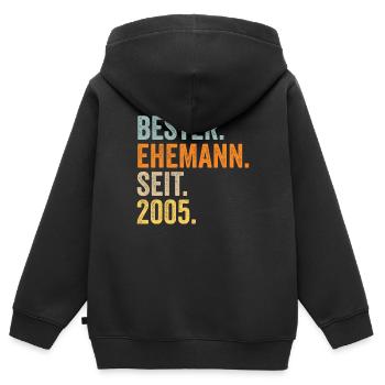 Meilleur mari de la Saint-Valentin depuis 2005 - Sweat Premium à capuche zippé enfant bio - noir - Dos - AI Model Kid Male (0cm)