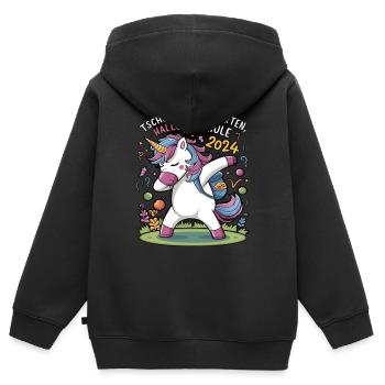 Tschüss Kindergarten Hallo Schule 2024 Einhorn - Kinder Premium Organic Zip Hoodie - Schwarz - Hinten - AI Model Kid Male (0cm)