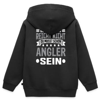 Angler Angeln Fischen Fischer Angeln Spruch - Kinder Premium Organic Zip Hoodie - Schwarz - Hinten - AI Model Kid Male (0cm)