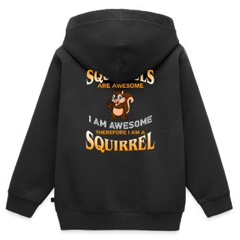 Les écureuils sont géniaux Je suis génial Je suis génial Je suis un écureuil - Sweat Premium à capuche zippé enfant bio - noir - Dos - AI Model Kid Male (0cm)