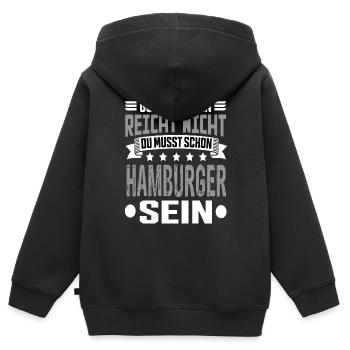 Hambourg - Sweat Premium à capuche zippé enfant bio - noir - Dos - AI Model Kid Male (0cm)
