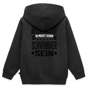 Schwimmer - Kinder Premium Organic Zip Hoodie - Schwarz - Hinten - AI Model Kid Male (0cm)