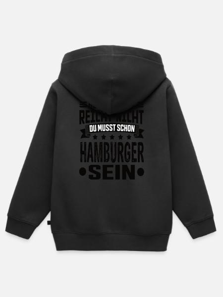Hamburg - Kinder Premium Organic Zip Hoodie - Schwarz