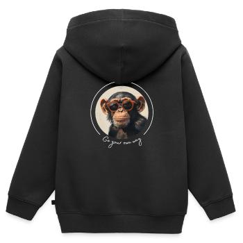 Lunettes de soleil Monkey Cool - Sweat Premium à capuche zippé enfant bio - noir - Dos - AI Model Kid Male (0cm)