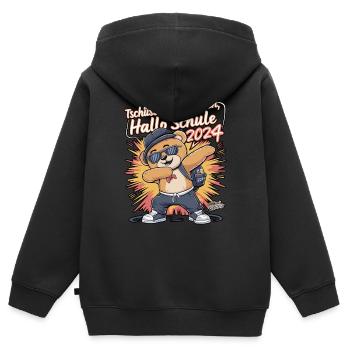 Tschüss Kindergarten Hallo Schule 2024 teddy-bär - Kinder Premium Organic Zip Hoodie - Schwarz - Hinten - AI Model Kid Male (0cm)