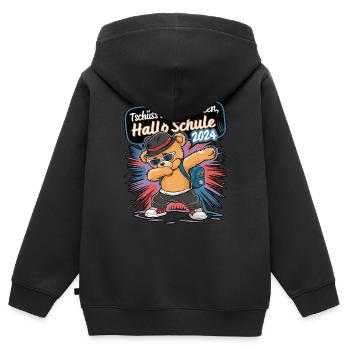 Tschüss Kindergarten Hallo Schule 2024 teddy-bär - Kinder Premium Organic Zip Hoodie - Schwarz - Hinten - AI Model Kid Male (0cm)