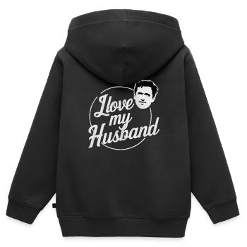 J’AIME MON MARI - Sweat Premium à capuche zippé enfant bio - noir - Dos - AI Model Kid Male (0cm)