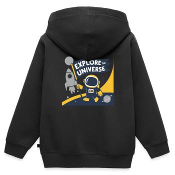 EXPLORE THE UNIVERSE - Kids Premium Organic Zip-up Hoodie - black - Back - AI Model Kid Male (0cm)