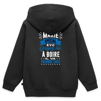 Team marié EVG enterrement de vie de garçon - Sweat Premium à capuche zippé enfant bio - noir - Dos - AI Model Kid Male (0cm)