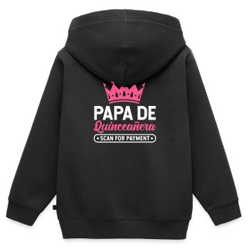 Papa De Quinceanera Scan Pour Paiement 5ème Anniversaire - Sweat Premium à capuche zippé enfant bio - noir - Dos - AI Model Kid Male (0cm)