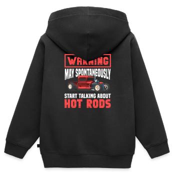 Avertissement Peut spontanément commencer à parler de chaud - Sweat Premium à capuche zippé enfant bio - noir - Dos - AI Model Kid Male (0cm)