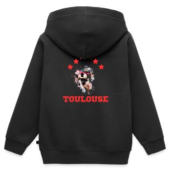Toulouse Rugby 6 Sterne Europameister - Kinder Premium Organic Zip Hoodie - Schwarz - Hinten - AI Model Kid Male (0cm)