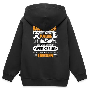 Handwerker Machen Keine Pause - Kinder Premium Organic Zip Hoodie - Schwarz - Hinten - AI Model Kid Male (0cm)