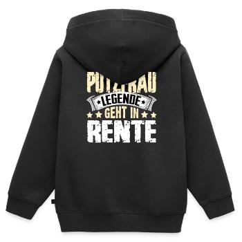 Putzfrau Legende Geht In Rente - Kinder Premium Organic Zip Hoodie - Schwarz - Hinten - AI Model Kid Male (0cm)
