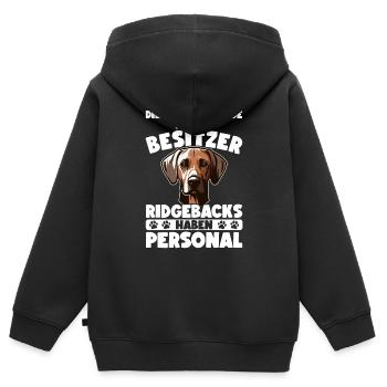 Rhodesian Ridgeback Hund Rhodesian Ridgebacks - Kinder Premium Organic Zip Hoodie - Schwarz - Hinten - AI Model Kid Male (0cm)