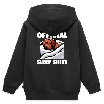 Rhodesian Ridgeback Schlaf Rhodesian Ridgebacks - Kinder Premium Organic Zip Hoodie - Schwarz - Hinten - AI Model Kid Male (0cm)