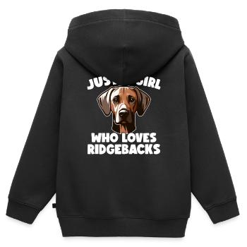 Rhodesian Ridgeback Mädchen Rhodesian Ridgebacks - Kinder Premium Organic Zip Hoodie - Schwarz - Hinten - AI Model Kid Male (0cm)