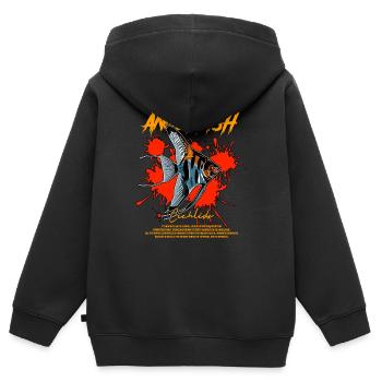 Angelfish Keeper Streetwear moderne - Sweat Premium à capuche zippé enfant bio - noir - Dos - AI Model Kid Male (0cm)
