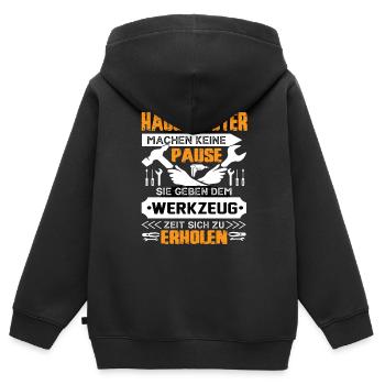 Hausmeister Machen Keine Pause - Kinder Premium Organic Zip Hoodie - Schwarz - Hinten - AI Model Kid Male (0cm)