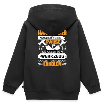Handwerker Machen Keine Pause - Kinder Premium Organic Zip Hoodie - Schwarz - Hinten - AI Model Kid Male (0cm)