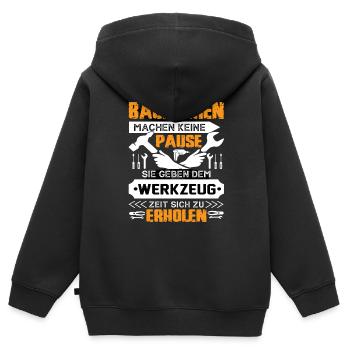Bauherren Machen Keine Pause - Kinder Premium Organic Zip Hoodie - Schwarz - Hinten - AI Model Kid Male (0cm)