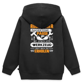 Bodenleger Machen Keine Pause - Kinder Premium Organic Zip Hoodie - Schwarz - Hinten - AI Model Kid Male (0cm)