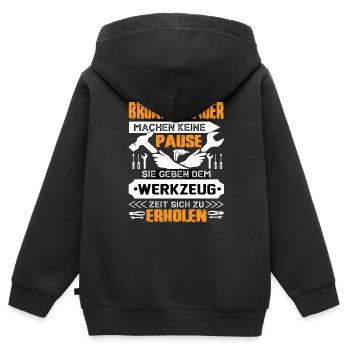 Brunnenbauer Machen Keine Pause - Kinder Premium Organic Zip Hoodie - Schwarz - Hinten - AI Model Kid Male (0cm)
