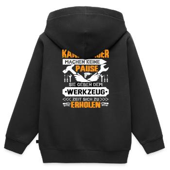 Kanalbauer Machen Keine Pause - Kinder Premium Organic Zip Hoodie - Schwarz - Hinten - AI Model Kid Male (0cm)