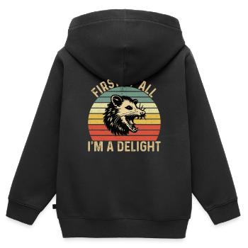 First of All I'm a Delight Sarcastic Ang - Kids Premium Organic Zip-up Hoodie - black - Back - AI Model Kid Male (0cm)