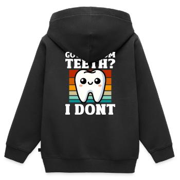 Dents de sagesse cadeau pour l’extraction des dents de sagesse - Sweat Premium à capuche zippé enfant bio - noir - Dos - AI Model Kid Male (0cm)