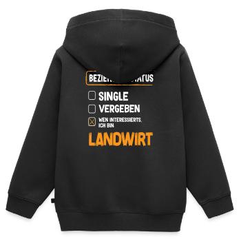 Statut de la relation avec l’agriculteur - Sweat Premium à capuche zippé enfant bio - noir - Dos - AI Model Kid Male (0cm)