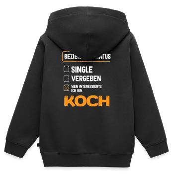 Statut de la relation avec Koch - Sweat Premium à capuche zippé enfant bio - noir - Dos - AI Model Kid Male (0cm)