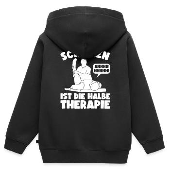 Physiotherapie Physiotherapeuten Physiotherapeut - Kinder Premium Organic Zip Hoodie - Schwarz - Hinten - AI Model Kid Male (0cm)