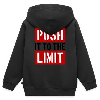 Push It To The Limit Saying Fitness - Kids Premium Organic Zip-up Hoodie - black - Back - AI Model Kid Male (0cm)