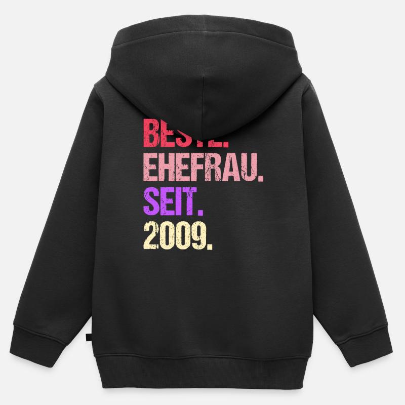 Meilleure épouse de la Saint-Valentin depuis 2009 - Sweat Premium à capuche zippé enfant bio - noir