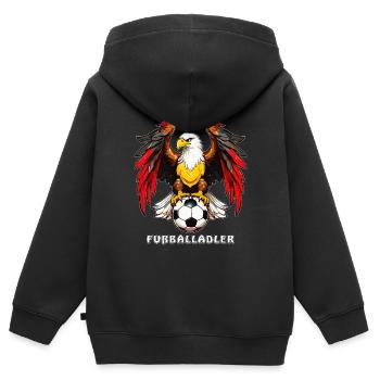 GERMAN FOOTBALL EAGLE - Kids Premium Organic Zip-up Hoodie - black - Back - AI Model Kid Male (0cm)