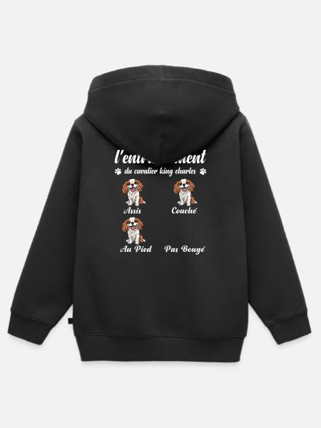 Cavalier King Charles Humour Femme Cavalier King - Premium børne zip-hættetrøje økologisk - sort