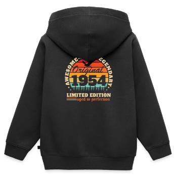 Jahrgang 1954, Jahrgang 1954 Geburtstagsgeschenk - Kinder Premium Organic Zip Hoodie - Schwarz - Hinten - AI Model Kid Male (0cm)