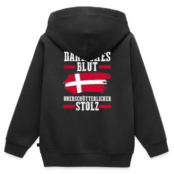 Danois Danemark - Sweat Premium à capuche zippé enfant bio - noir - Dos - AI Model Kid Male (0cm)